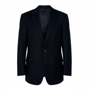 Vintage Made In USA Black 100% Cashmere Two Button Sport Coat Blazer 48R